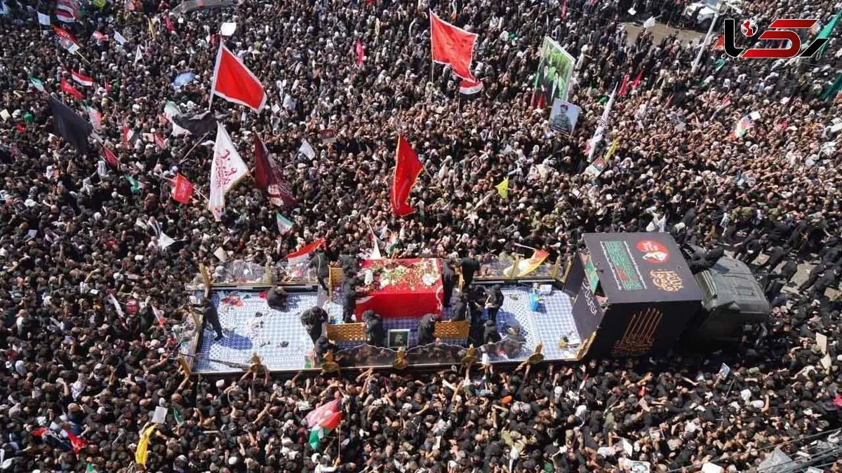 تصویر هوایی از تشییع رهبر انقلاب ایران در نجف اشرف
