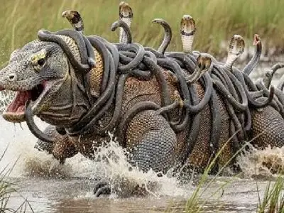 حیات وحش مصنوعی؛ همدستی 100 مار کبری برای شکست کومودو ازازیل