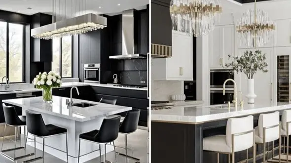 کابینت سفید مشکی 2026؛ از طراحی لوکس کلاسیک تا استایل خاص مدرن