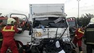  تصادف هولناک دو کامیون در بزرگراه شهید یاسینی + تصاویر 