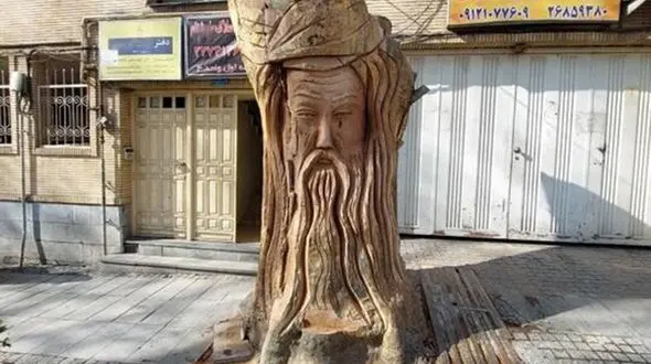 چنار 350 ساله باغ فردوس با ذوق یک هنرمند مولانا شد