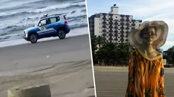 شیطنت زن مانکن برزیلی  کنار ساحل دریا در روزهای کرونایی+ فیلم