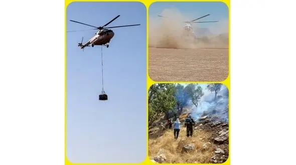 جزئیات عملیات اطفا حریق در منطقه باغله مرز معمولان و چگنی در لرستان 