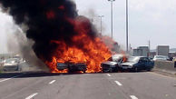 ببینید / تصاویر جنجالی از انفجار مهیب یک خودروی تسلا وسط جاده! + فیلم