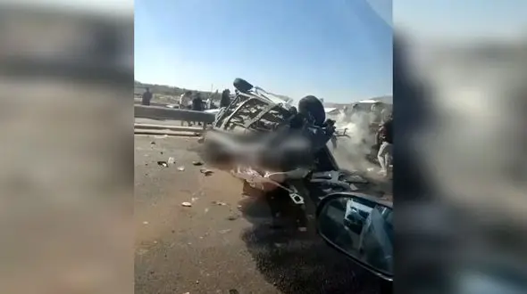 فیلم لحظه تصادف مرگبار در اتوبان قم-تهران 