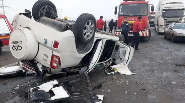 عکس هولناک از چپ کردن ام وی ام / 2 کشته در اتوبان آذربایجان شرقی