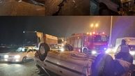 واژگونی هولناک پژو ۴۰۵ در اتوبان قزوین _ زنجان + عکس
