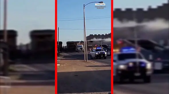 فیلم خروج قطار از ریل در پیکوس تگزاس