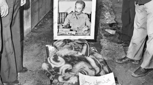  اولین تصویر از پیکر محمدعلی رجایی پس از انفجار دفتر نخست وزیری