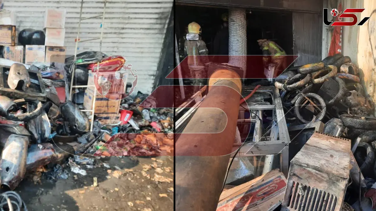 فیلم آتش سوزی یک فروشگاه در میدان قیام تهران