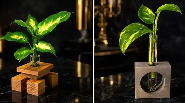 چگونه با گلدان چوبی، دکوراسیون رومیزی خود را خاص تر کنیم؟