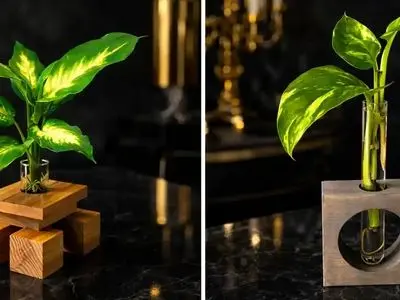 چگونه با گلدان چوبی، دکوراسیون رومیزی خود را خاص تر کنیم؟