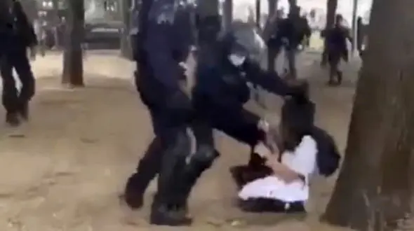 فیلمی که دنیا را شوکه کرد / رفتار خشن پلیس با خانم پرستار ! / فرانسه