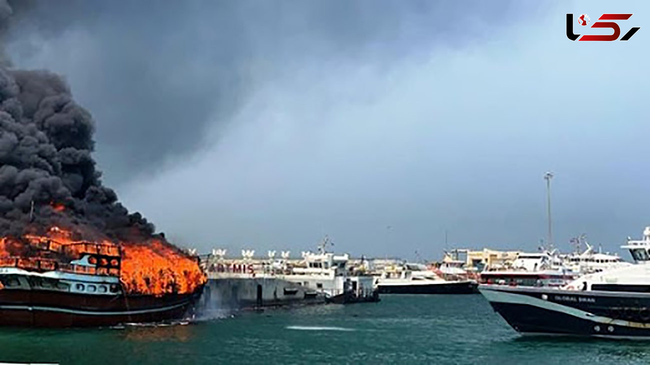 یک مرد در دریای خلیج فارس زنده زنده در آتش سوخت