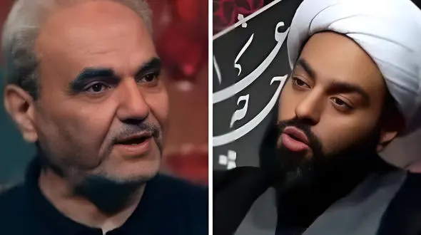 فیلم حمله تند یک روحانی به جواد خیابانی ! / خجالت بکش ! / دعوای نامتعارف روی 2 آنتن زنده !