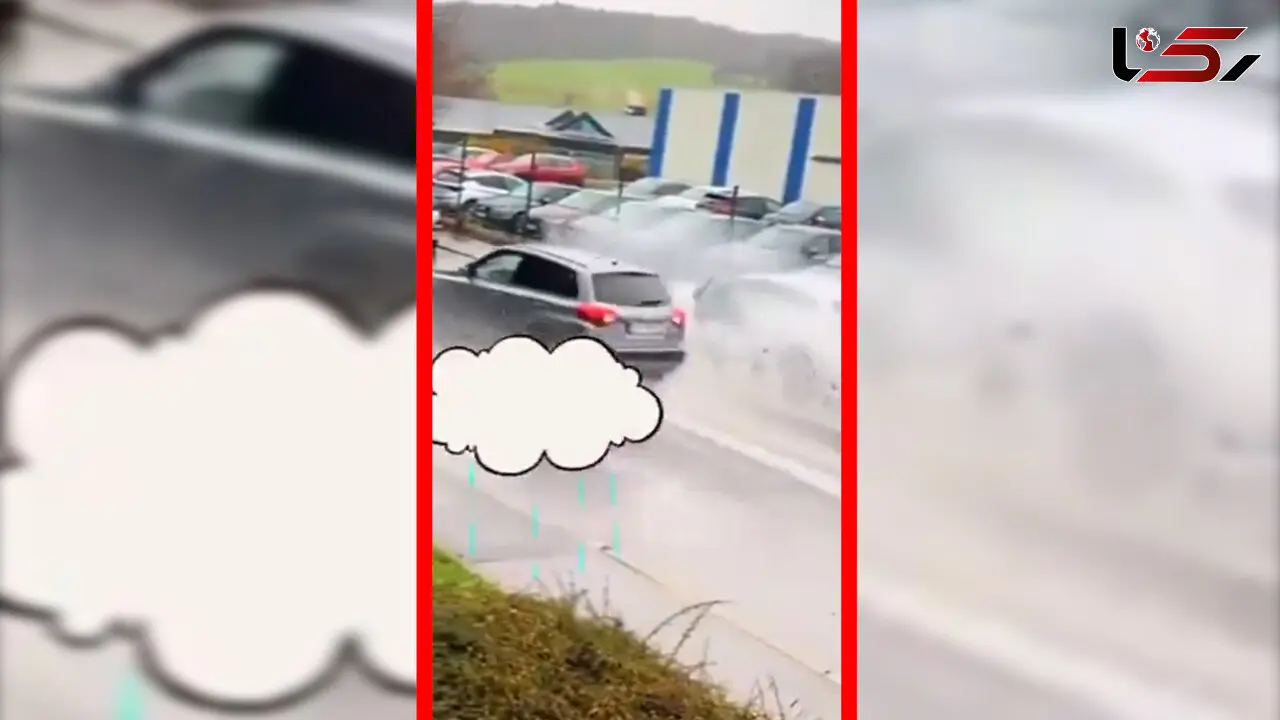 فیلم شوخی ناخوشایند راننده با مرد در جاده پرآب