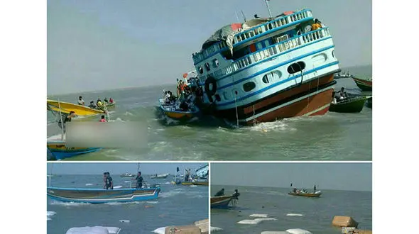 غرق شدن یک فروند لنج باری در ساحل بخش بندزرک میناب
