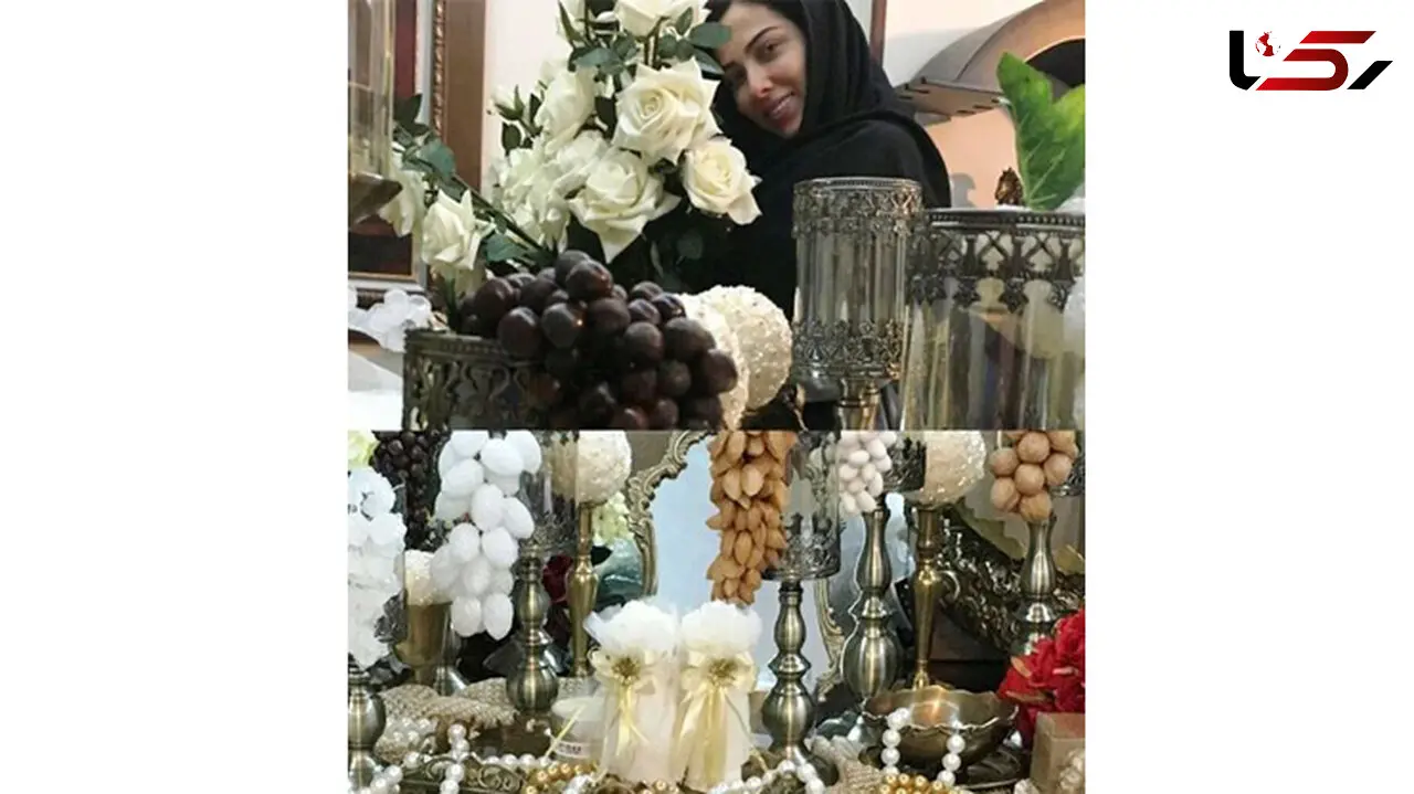عکس لیلا اوتادی درحال چیدن سفره عقد خواهرش