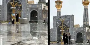 فیلم بارانی از حرم مطهر رضوی در عید غدیر 
