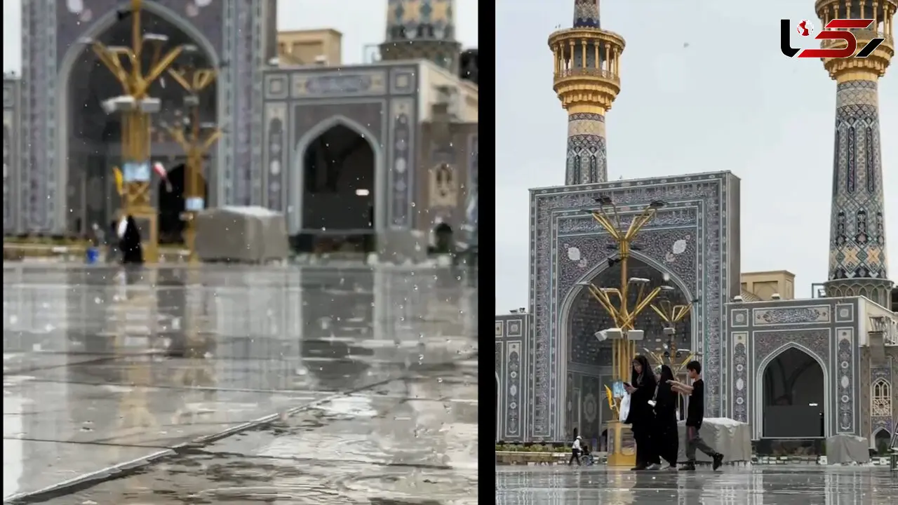 فیلم بارانی از حرم مطهر رضوی در عید غدیر 