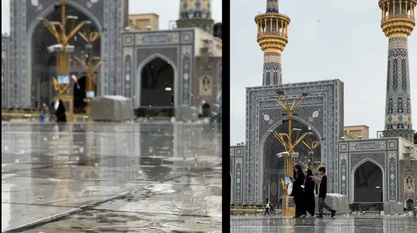 فیلم بارانی از حرم مطهر رضوی در عید غدیر 