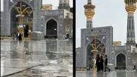فیلم بارانی از حرم مطهر رضوی در عید غدیر 