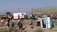 واژگونی خونین مینی بوس در مهریز / 10 نفر روانه بیمارستان شدند