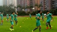  برگزاری دومین تمرین تیم ملی فوتبال زیر بارش سیل‌آسای هنگ‌کنگ + عکس 