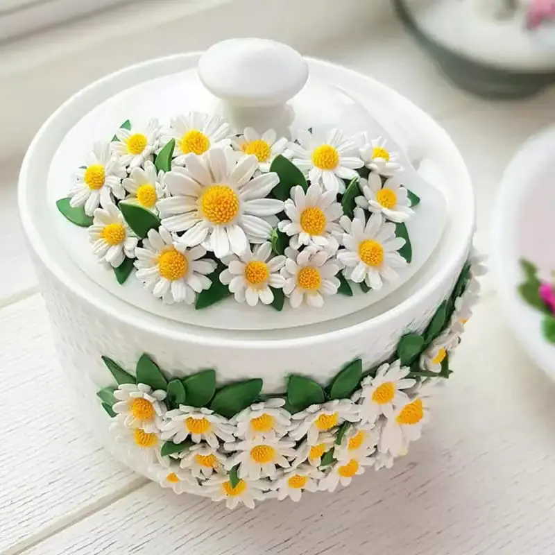 مدل انواع ظروف سرامیکی با طرح بابونه