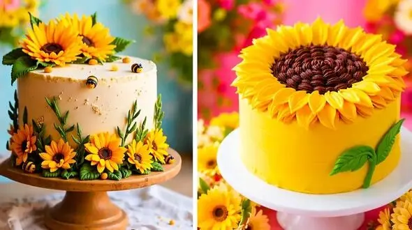 کیک فانتزی گل آفتابگردون؛ شیرینی به سبک خلاقانه + 15 عکس ایده آل
