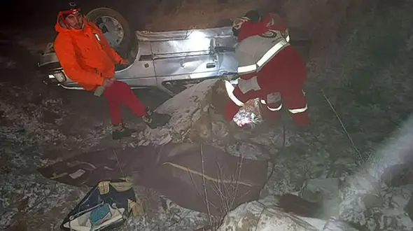 سقوط مرگبار پژو به دره در رامیان