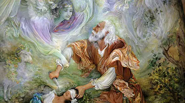 نقاشی قدیمی از داستان قربانی کردن حضرت اسماعیل 