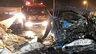 تصاویر وحشتناک از تصادف مرگبار در اتوبان قم / یک نفر در آتش سوخت / صبح امروز رخ داد