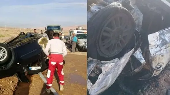 سرنوشت تلخ سرنشینان  ال 90 در جاده سمنان + عکس ال 90 جزغاله شده