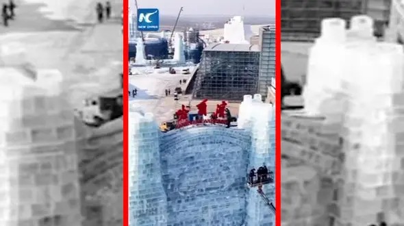 فیلم افتتاح بزرگ‌ترین پارک یخی و برفی جهان در چین