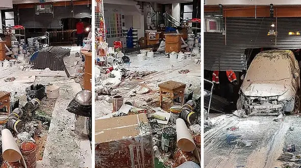 فاجعه‌ای که راننده ایرلندی در فروشگاه رنگ به بار آورد + فیلم 