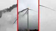 فیلم آتش گرفتن توربین بادی در تگزاس