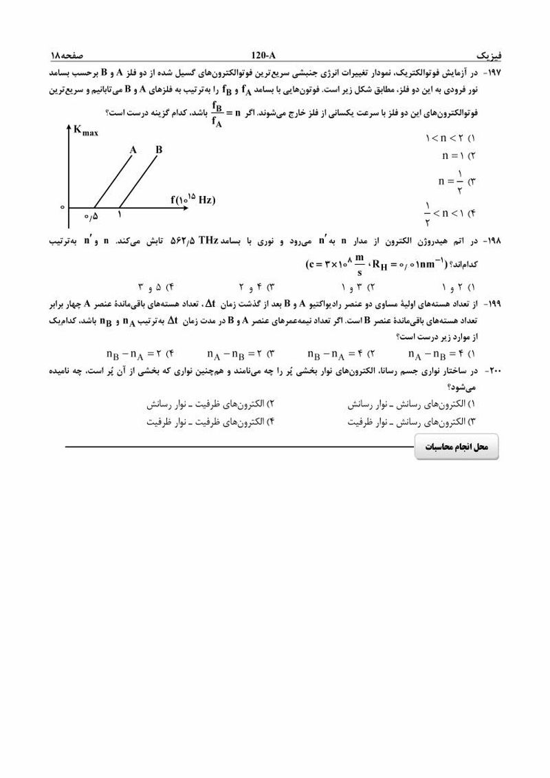 سوالات اختصاصی کنکور 96 ریاضی