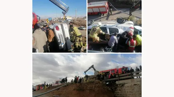 واژگونی خونین پژو 206 در جاده قزوین - بوئین زهرا + فیلم