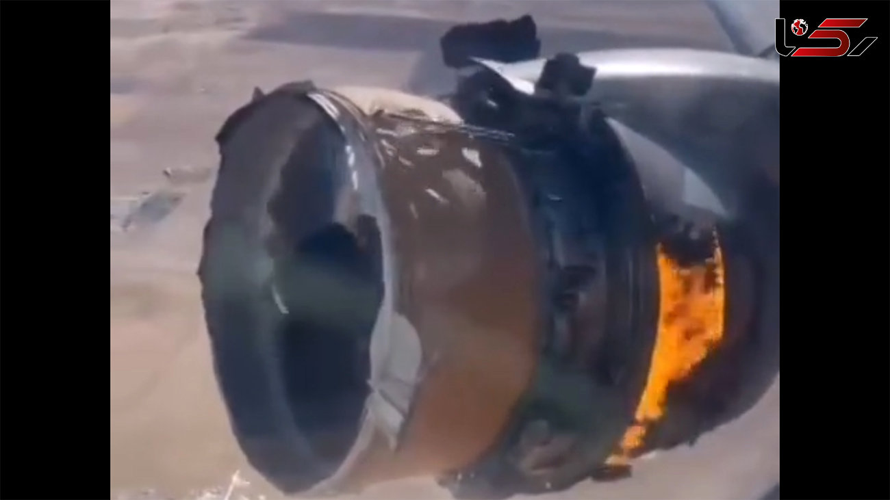 ببینید / لحظه هولناک آتش گرفتن موتور هواپیمای مسافربری + فیلم