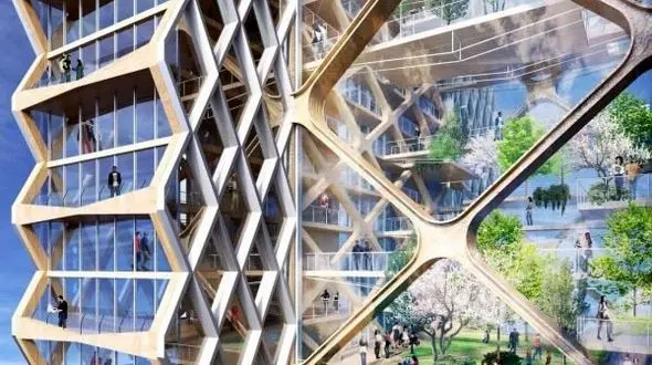 آسمانخراش 80 طبقه چوبی در آمریکا+عکس