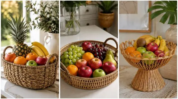 مدل‌ های جدید سبد حصیری برای میوه؛ ترکیب زیبای طبیعت و دکور مدرن