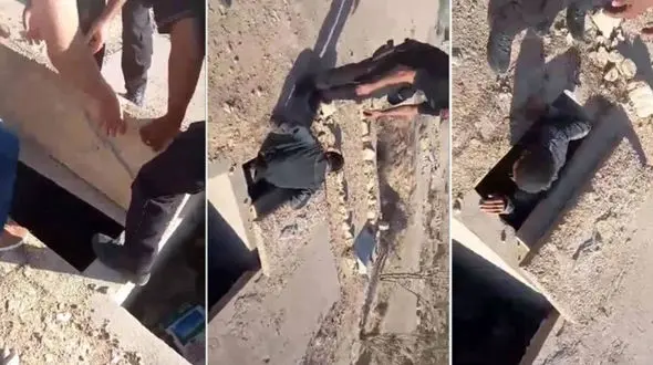 تماس با پلیس تونس در قبر / این مرد خود را زنده به گور کرد + عکس 