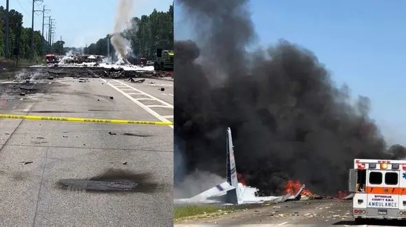 اولین فیلم از سقوط هواپیمای سی١٣٠ نیروى هوایی امریکا + عکس