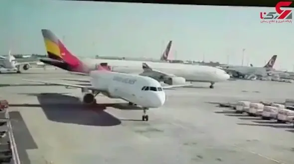 برخورد 2 هواپیما ایرباس در باند فرودگاه آتاتورک + فیلم و عکس