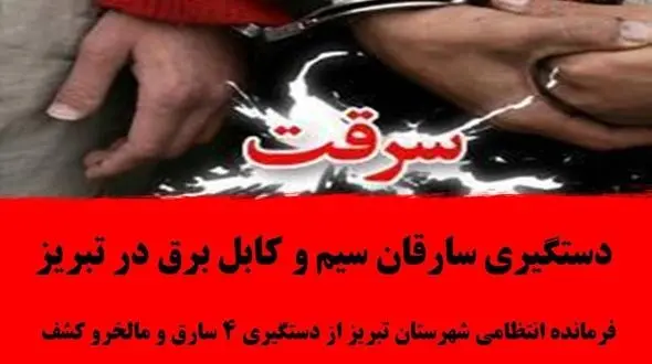 دستگیری سارقان سیم و کابل برق در تبریز