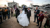 جشن عروسی روی ویرانه‌های غزه + تصاویر 