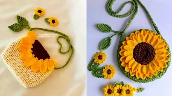 15 ایده جذاب کیف قلاب بافی آفتابگردان برای استایل‌ های خاص