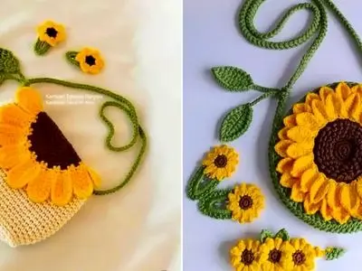 15 ایده جذاب کیف قلاب بافی آفتابگردان برای استایل های خاص