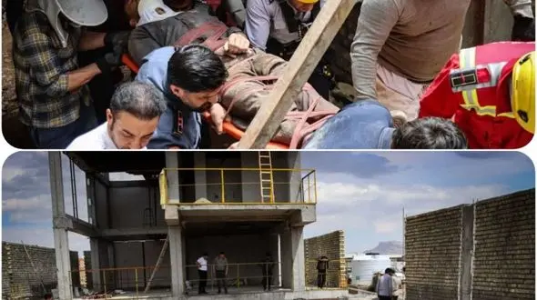 عملیات آتش نشانان برای نجات کارگر مدفون در چاه!